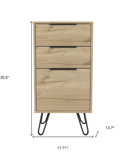 18" Brown and Black Three Drawer Standard Chest