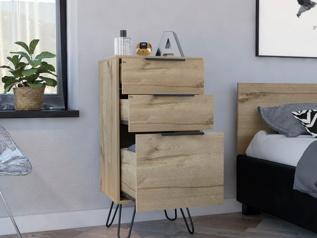 18" Brown and Black Three Drawer Standard Chest