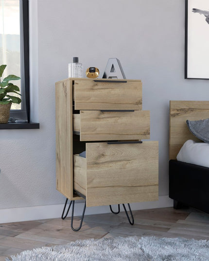 18" Brown and Black Three Drawer Standard Chest