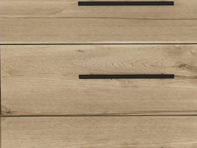 59" Natural and Black Six Drawer Double Dresser