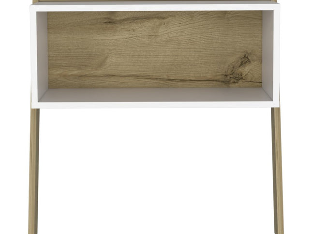 24" White and Oak Faux Wood Nightstand