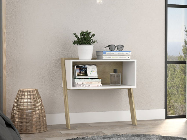 24" White and Oak Faux Wood Nightstand