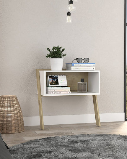 24" White and Oak Faux Wood Nightstand