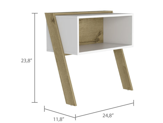 24" White and Oak Faux Wood Nightstand