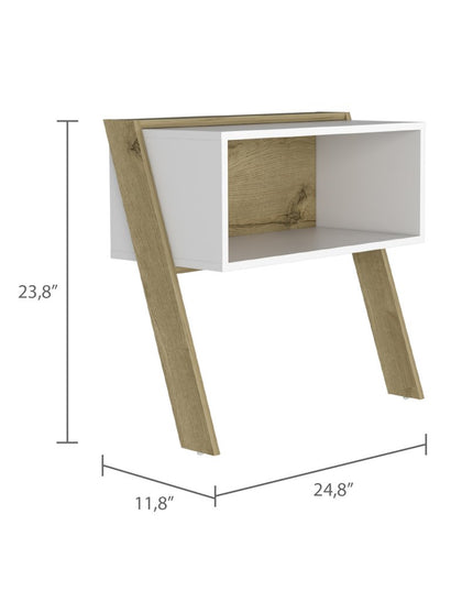24" White and Oak Faux Wood Nightstand