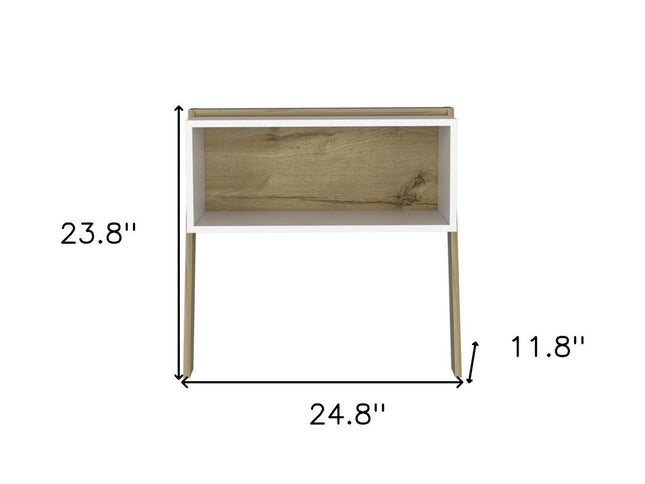 24" White and Oak Faux Wood Nightstand