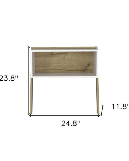 24" White and Oak Faux Wood Nightstand