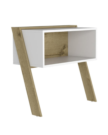 24" White and Oak Faux Wood Nightstand