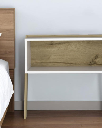 24" White and Oak Faux Wood Nightstand