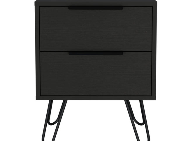 22" Black Wood Two Drawer Nightstand