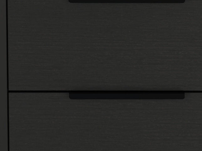 22" Black Wood Two Drawer Nightstand