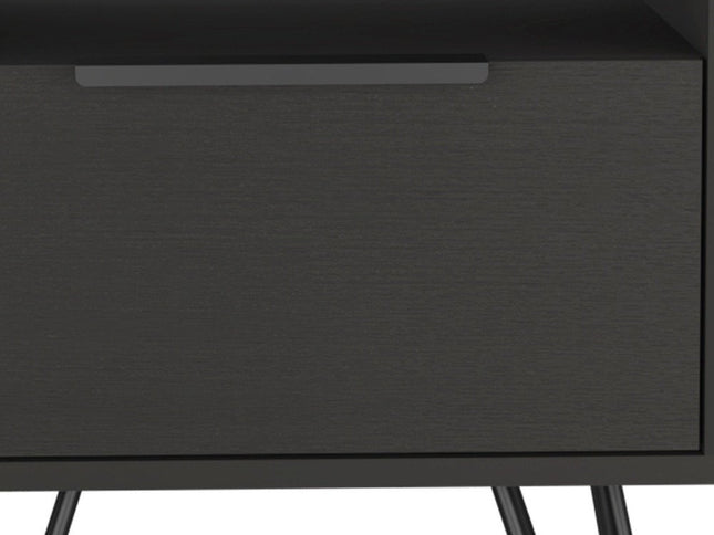 22" Black Wood One Drawer Nightstand