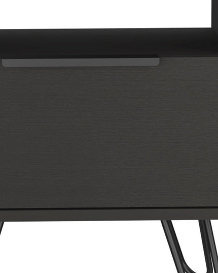 22" Black Wood One Drawer Nightstand