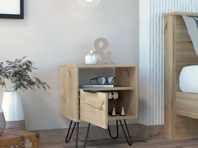 22" Oak Wood One Drawer Nightstand