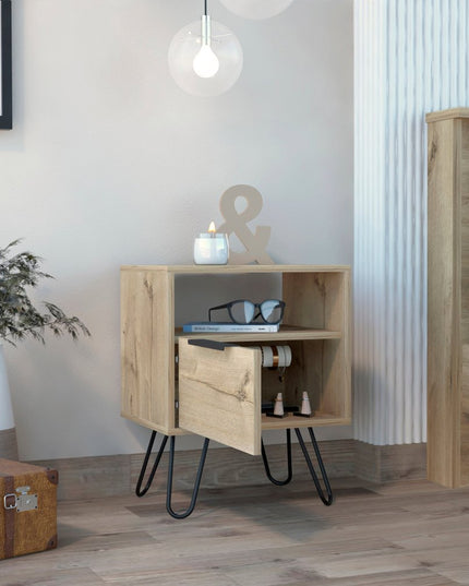 22" Oak Wood One Drawer Nightstand