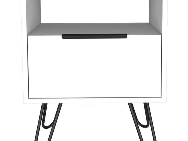 22" White Wood One Drawer Nightstand