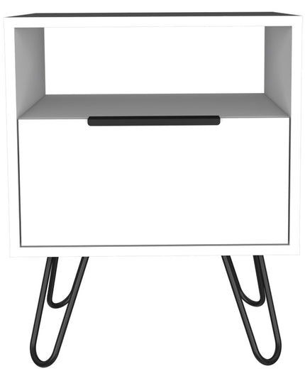 22" White Wood One Drawer Nightstand