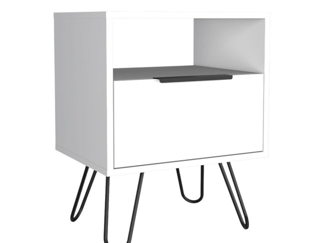 22" White Wood One Drawer Nightstand