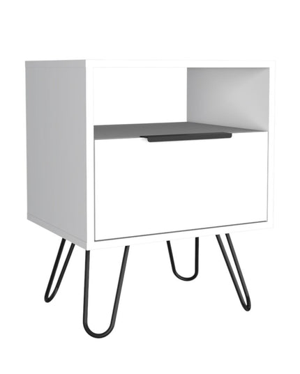 22" White Wood One Drawer Nightstand