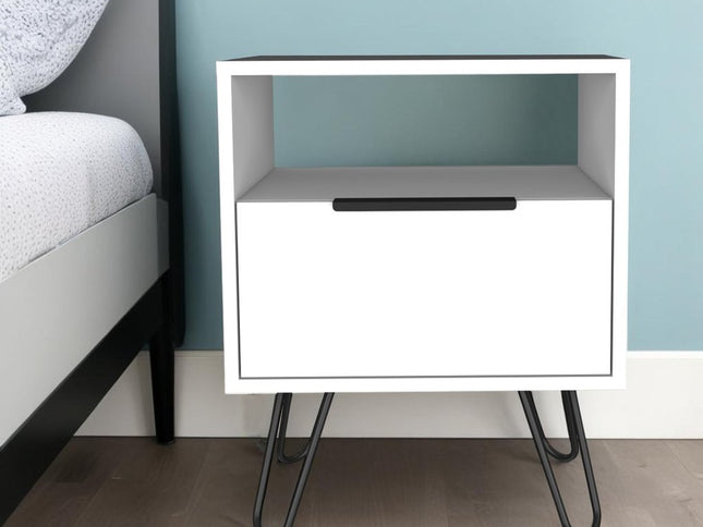 22" White Wood One Drawer Nightstand