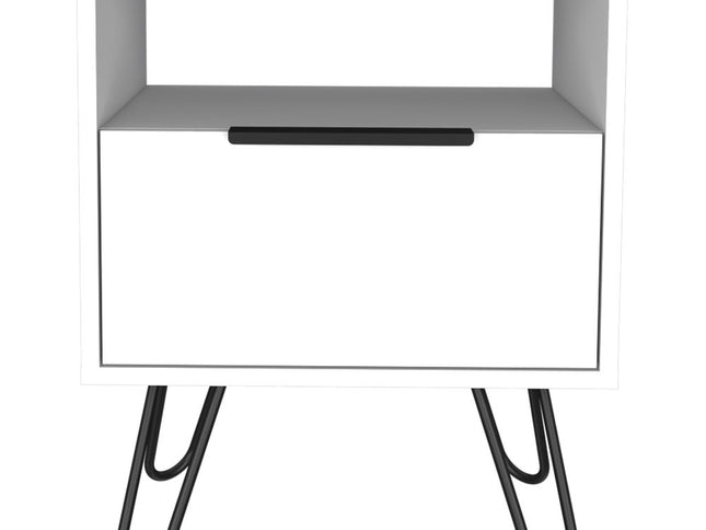 22" White Wood One Drawer Nightstand