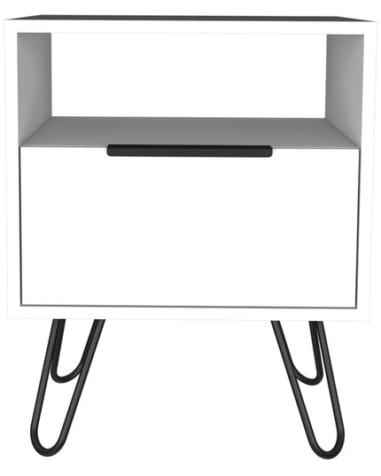 22" White Wood One Drawer Nightstand