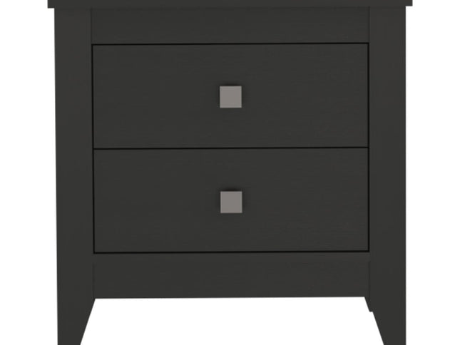 24" Black Wood Two Drawer Nightstand