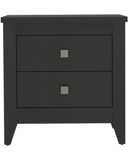 24" Black Wood Two Drawer Nightstand