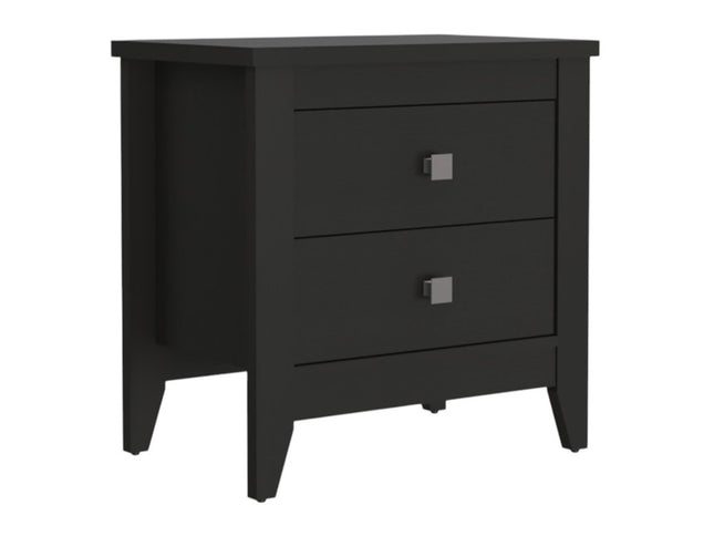 24" Black Wood Two Drawer Nightstand