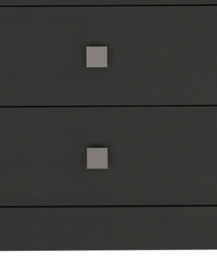 24" Black Wood Two Drawer Nightstand