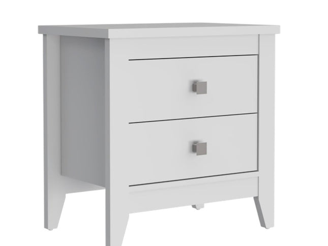 24" White Wood Two Drawer Nightstand