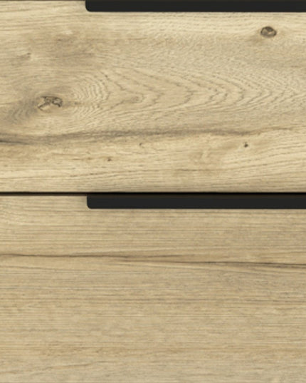 22" Oak Wood Two Drawer Nightstand