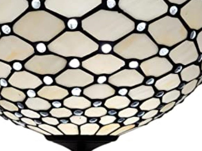 Black and White Tiffany Style Two Light Semi Flush Ceiling Lamp
