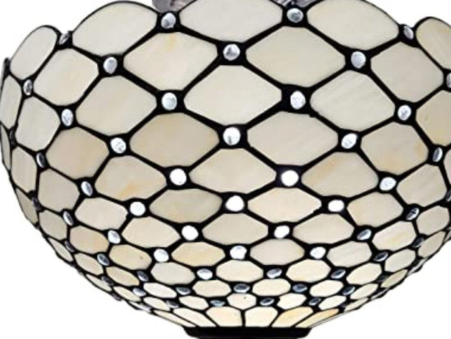 Black and White Tiffany Style Two Light Semi Flush Ceiling Lamp