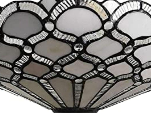 Black and Gray Two Light Tiffany Style Semi Flush Dimmable Ceiling LIght