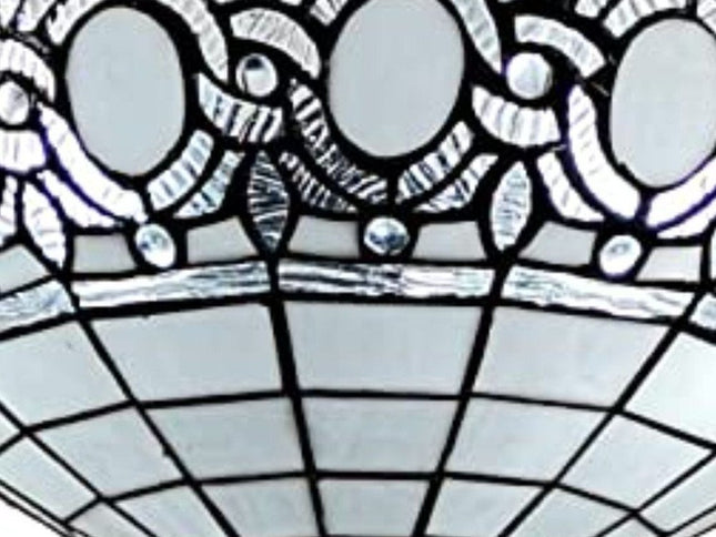 Blue and Black Tiffany Style Two Light Glass Dimmable Semi Flush Ceiling Light