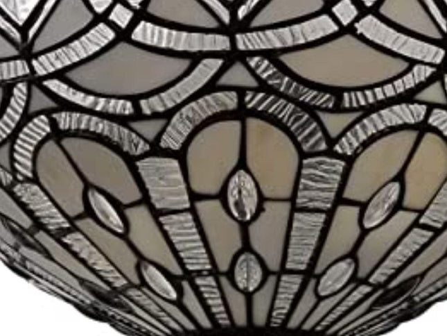 Black and Gray Tiffany Style Two Light Glass Dimmable Semi Flush Ceiling Light
