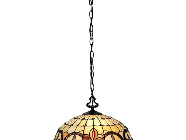16" Tiffany Style Stained Glass Two Light Glass Dimmable Ceiling Light