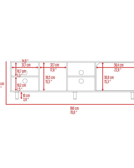71" Natural Wood Enclosed and Open Storage TV Stand