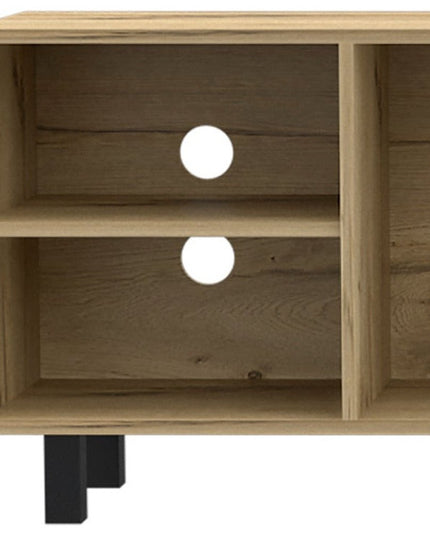 71" Natural Wood Enclosed and Open Storage TV Stand