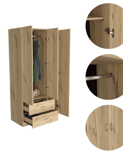 71" Light Oak Manufactured Wood Two Drawer Combo Dresser