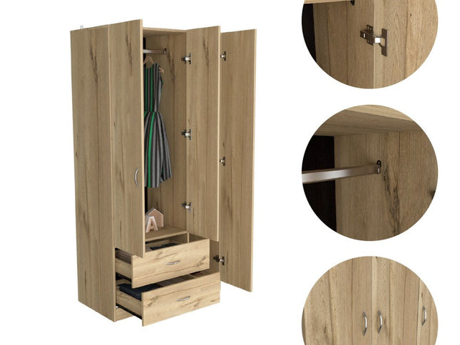 71" Light Oak Manufactured Wood Two Drawer Combo Dresser