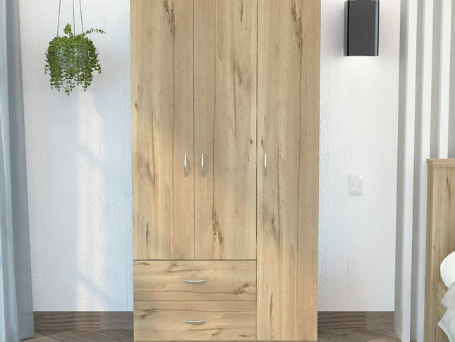 71" Light Oak Manufactured Wood Two Drawer Combo Dresser