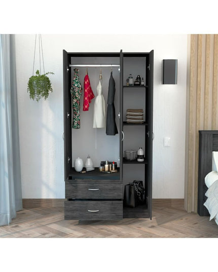 71" Light Oak Manufactured Wood Two Drawer Combo Dresser