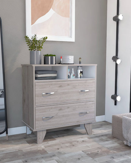 32" Black Manufactured Wood Two Drawer Dresser