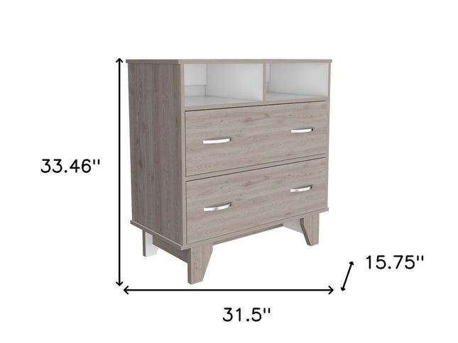 32" Black Manufactured Wood Two Drawer Dresser
