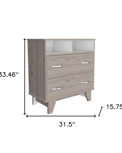 32" Black Manufactured Wood Two Drawer Dresser