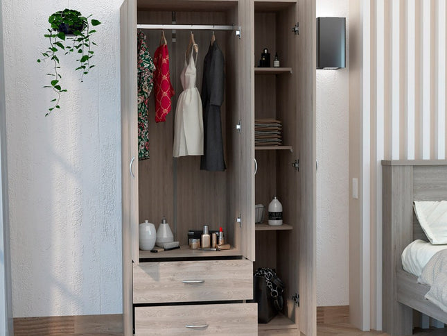 71" Light Oak Manufactured Wood Two Drawer Combo Dresser