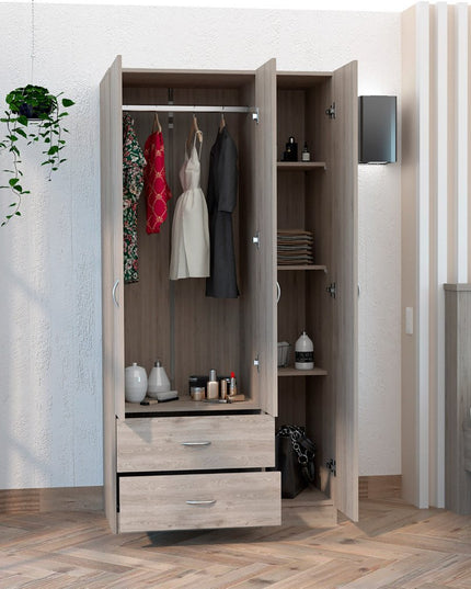 71" Light Oak Manufactured Wood Two Drawer Combo Dresser