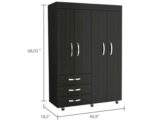 47" Black Three Drawer Combo Dresser